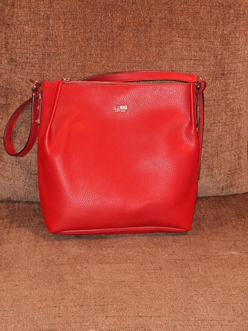 GUESS Red Pebbled Leather Crossbody Bag
